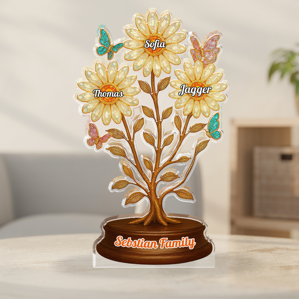 Elegant Flower Acrylic Custom Figure - Personalized acrylic block plaque with vibrant floral design.