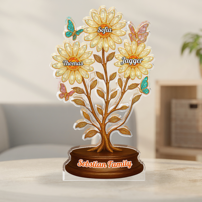 Elegant Flower Acrylic Custom Figure - Personalized acrylic block plaque with vibrant floral design.