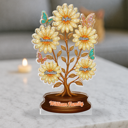 Elegant Flower Acrylic Custom Figure - Personalized acrylic block plaque with vibrant floral design.