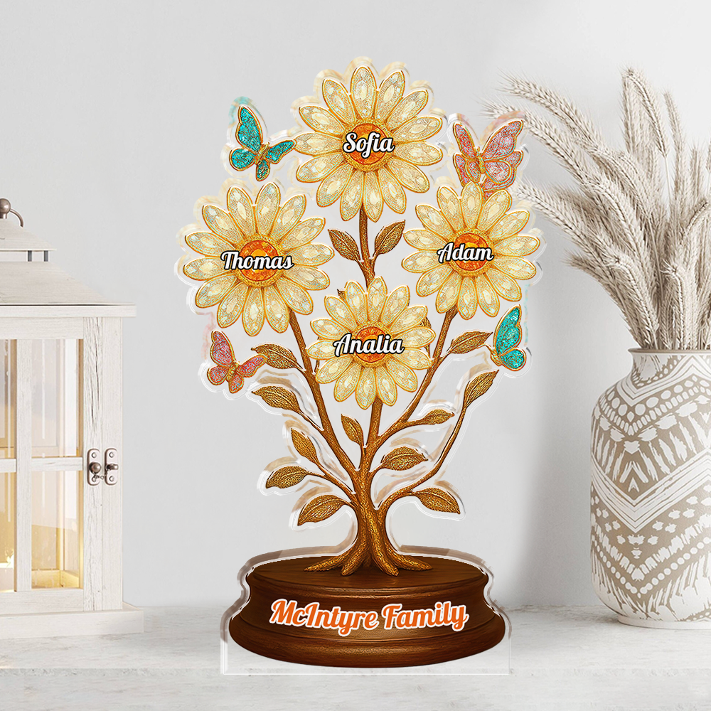 Elegant Flower Acrylic Custom Figure - Personalized acrylic block plaque with vibrant floral design.