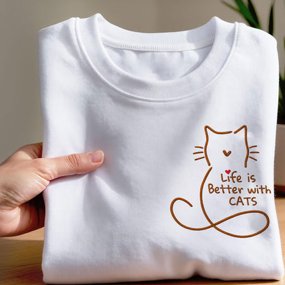 Custom Embroidered Dog & Cat Crewneck Sweatshirt - Personalized gift for pet lovers.