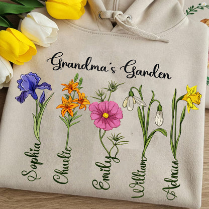 Embroidered Flowers Crewneck Sweatshirt - Floral embroidered hoodie, gifts for mom and grandma.