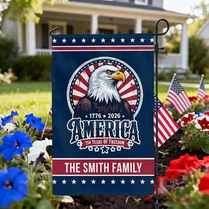 Epic US Freedom Proud Flag Personalized Family Name America - Personalized Garden Flag