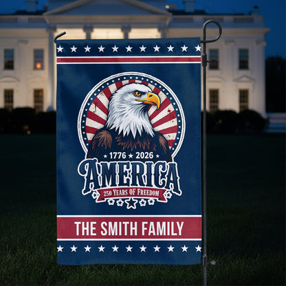 Epic US Freedom Proud Flag Personalized Family Name America - Personalized Garden Flag