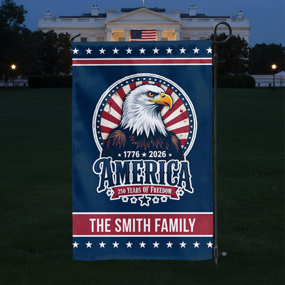 Epic US Freedom Proud Flag Personalized Family Name America - Personalized Garden Flag