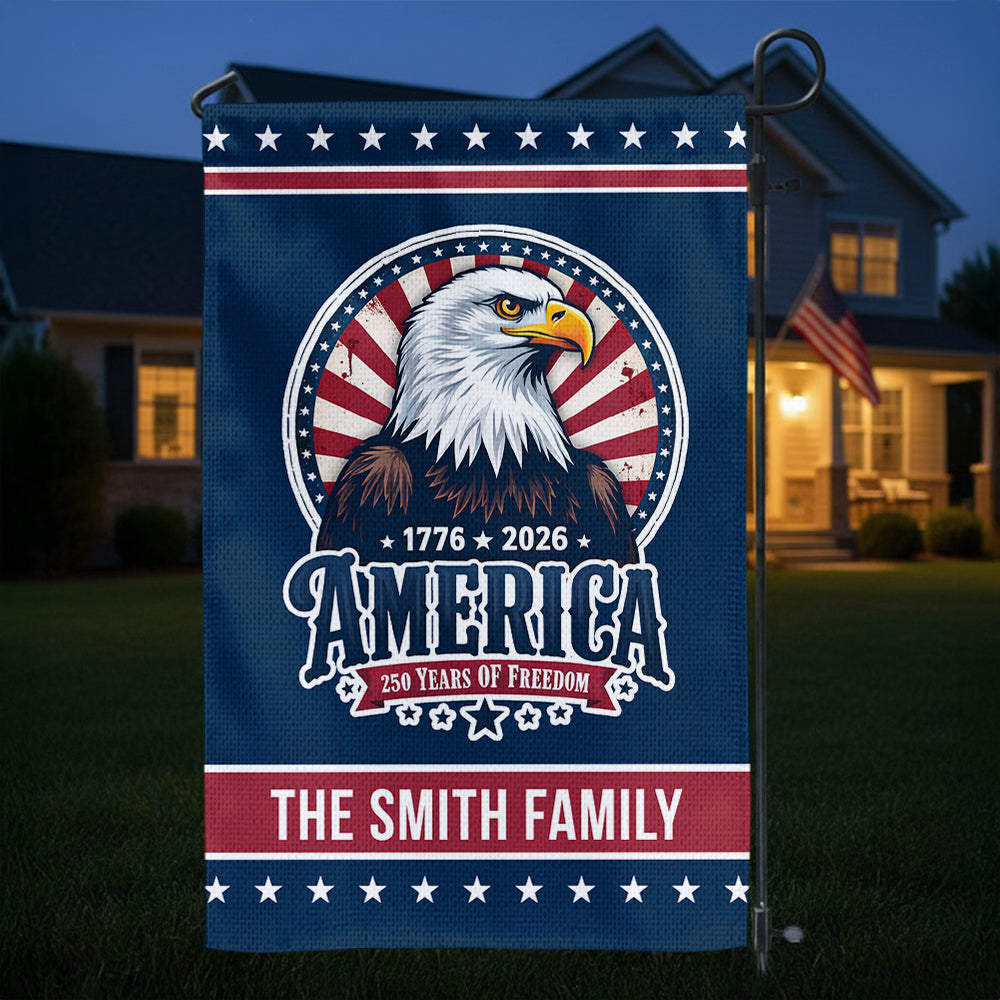Epic US Freedom Proud Flag Personalized Family Name America - Personalized Garden Flag