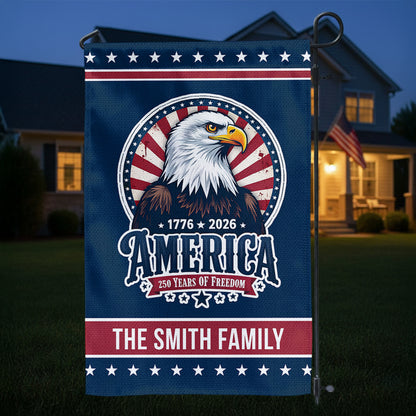 Epic US Freedom Proud Flag Personalized Family Name America - Personalized Garden Flag