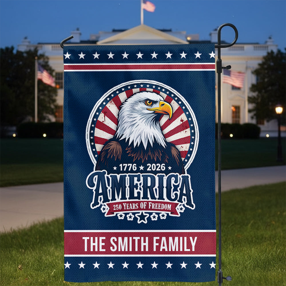Epic US Freedom Proud Flag Personalized Family Name America - Personalized Garden Flag