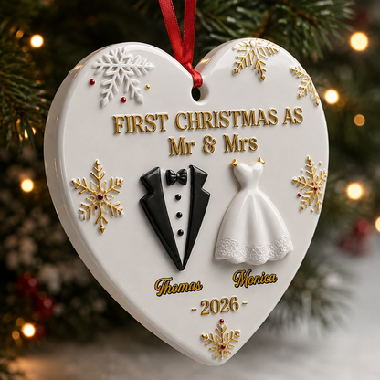 Him And Her - Our First Christmas Together - Real 3D Relief Ornament