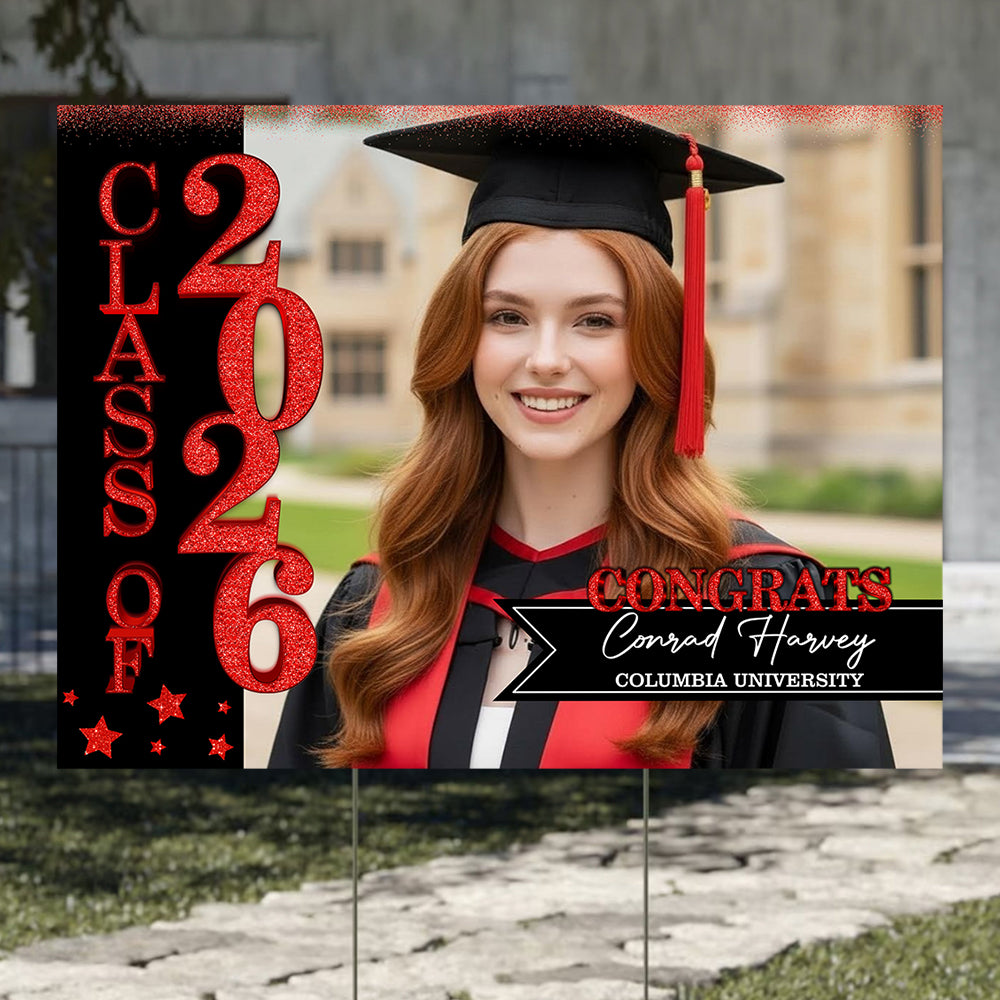 Graduation Glitter Lawn Sign, Graduation Gift - Personalized Graduation Yarn Sign With Stake