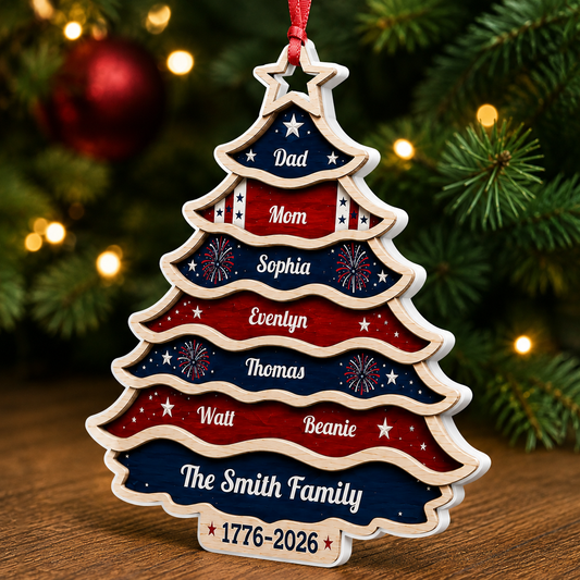 Personalized America 250th Anniversary Christmas United Like Branches Rooted In Pride - Real 3D Relief Ornament