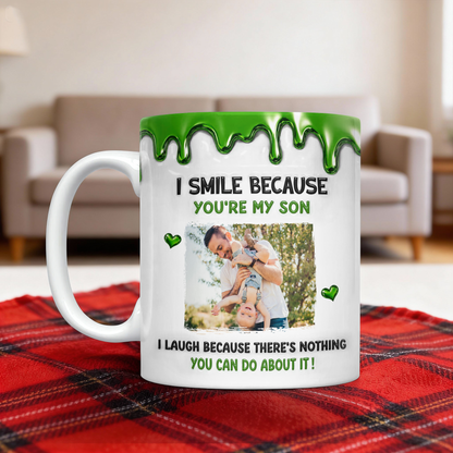 Custom photo family mug with 3D effect, personalized coffee mug.
