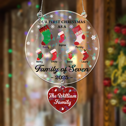 Family of hologram ornament hanging piece with crystal charm from Jillian Customs.