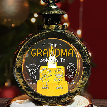 Family Personalized Candlelight Lantern Ornament, a custom Christmas gift for family members.
