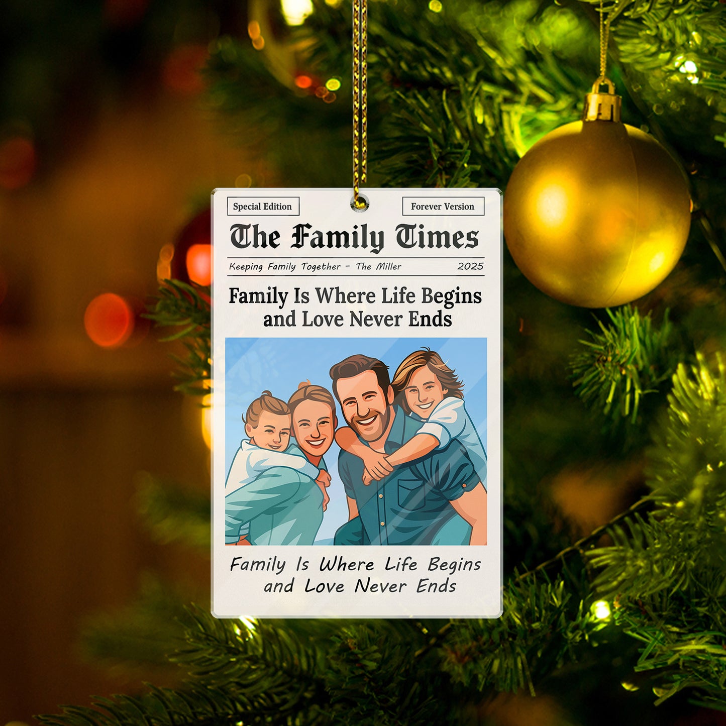 Family Times Personalized Acrylic Ornament. Capture cherished memories with this custom family keepsake.