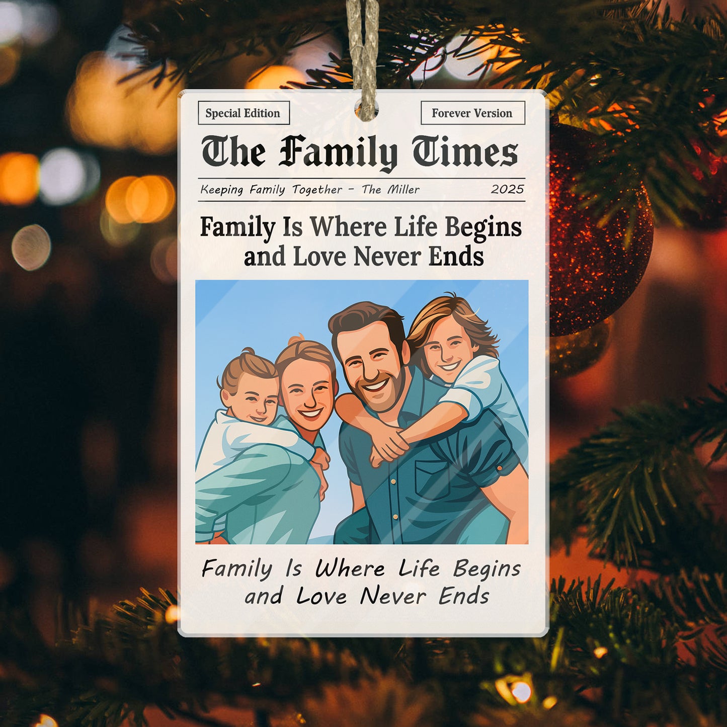 Family Times Personalized Acrylic Ornament. Capture cherished memories with this custom family keepsake.