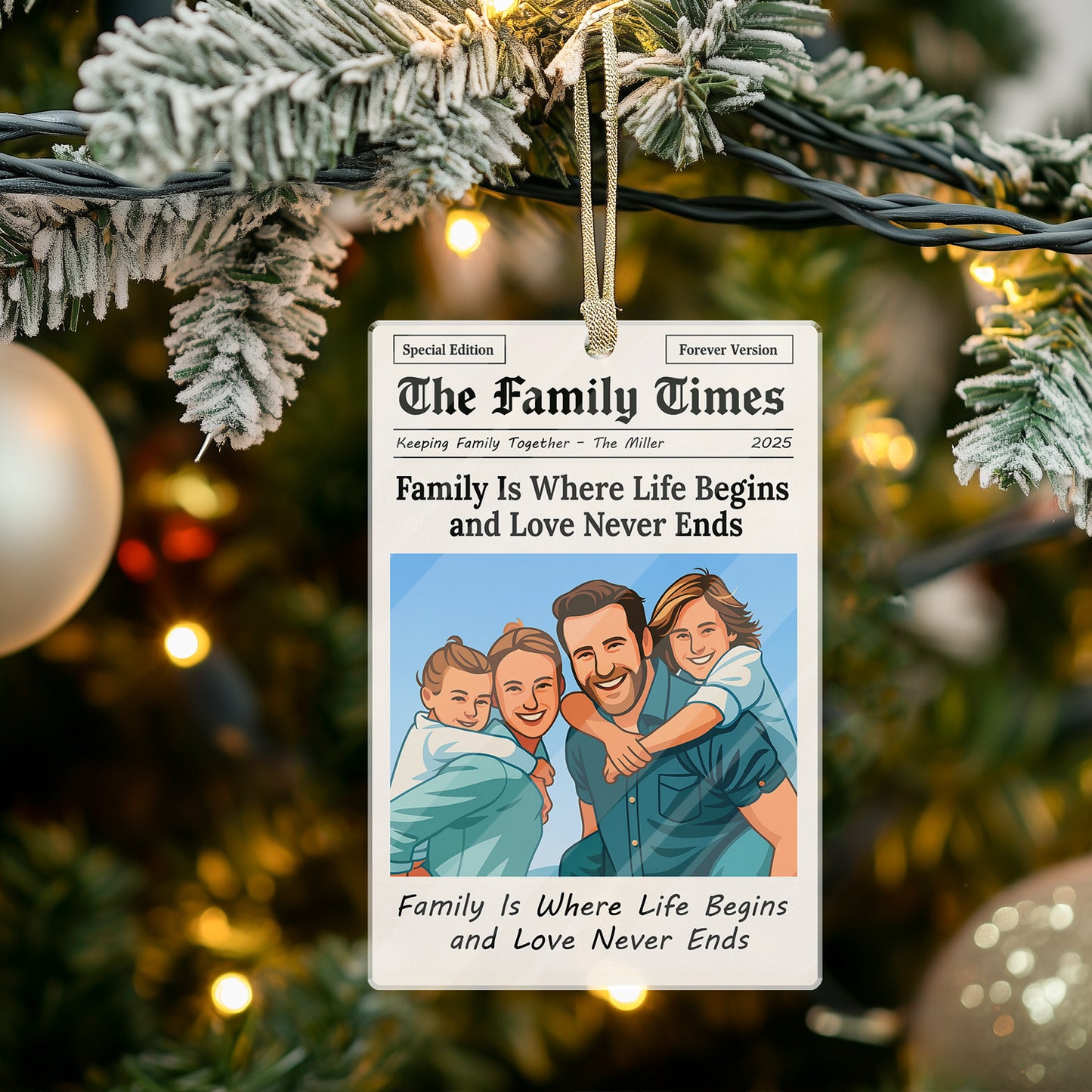 Family Times Personalized Acrylic Ornament. Capture cherished memories with this custom family keepsake.