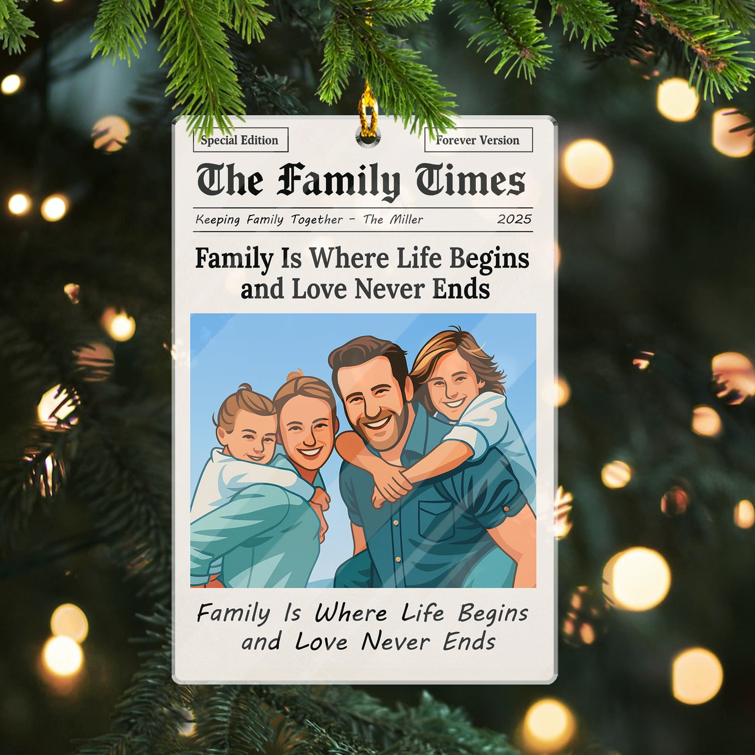 Family Times Personalized Acrylic Ornament. Capture cherished memories with this custom family keepsake.