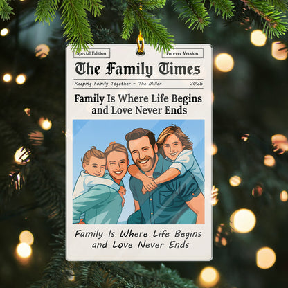 Family Times Personalized Acrylic Ornament. Capture cherished memories with this custom family keepsake.