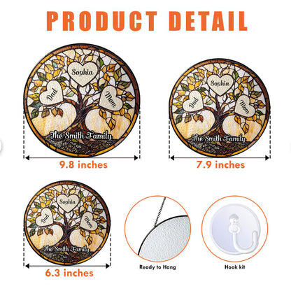 Personalized family unbreakable bond photo stained glass suncatcher.