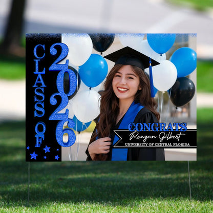 Graduation Glitter Lawn Sign, Graduation Gift - Personalized Graduation Yarn Sign With Stake