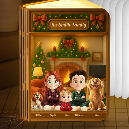 First Christmas Our Family Personalized Book Lamp - a unique and custom family gift.