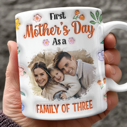 Personalized First Mother's Day Coffee Mug with 3D effect, a custom gift for new moms.