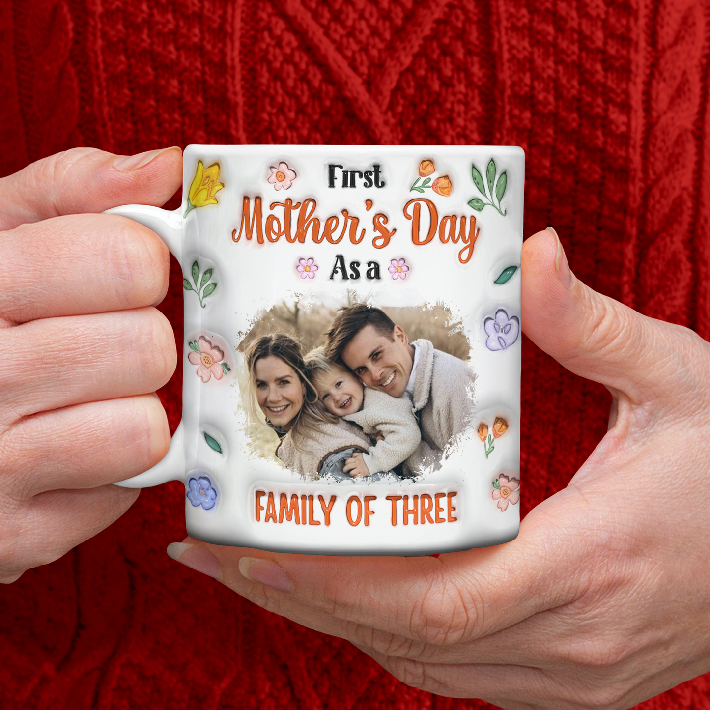 Personalized First Mother's Day Coffee Mug with 3D effect, a custom gift for new moms.