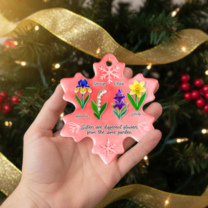 Personalized flowers sea glass ornament, custom acrylic 2-layered decoration.