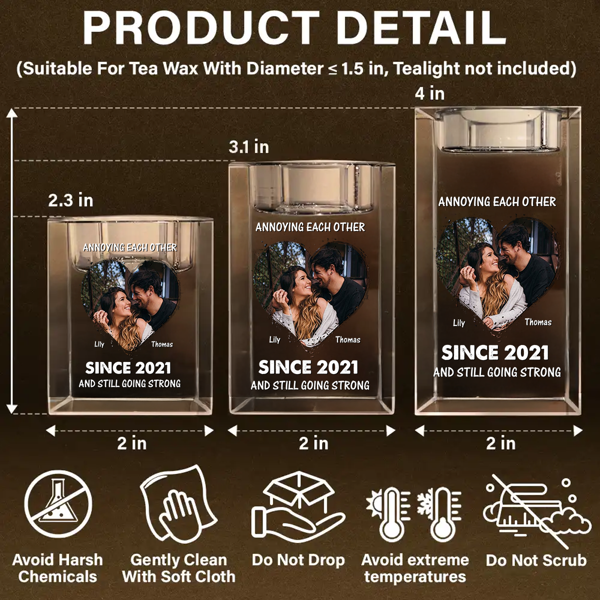 Personalized crystal candle holder, engraved with "Forever in Love," a romantic keepsake gift.