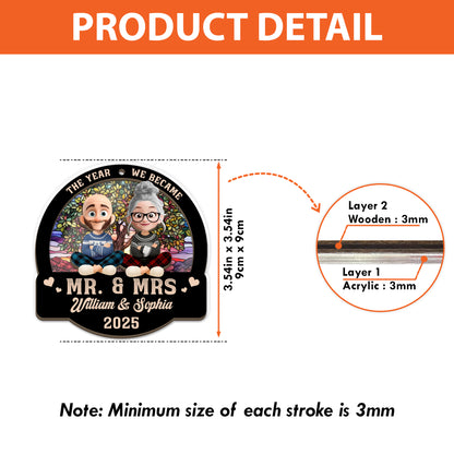 Forever Love Couple Christmas Personalized Suncatcher Ornament - View of a loving couple at a window.