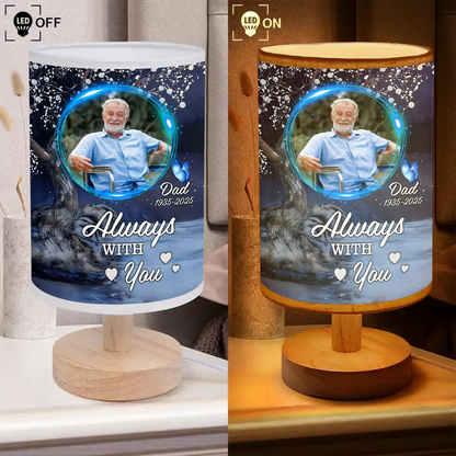 Forever Loved Personalized Fabric Lamp with custom photos and a warm, comforting glow.