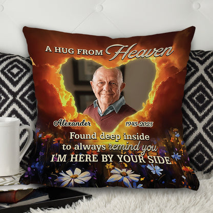 Personalized memorial pillow with "Found Deep Inside" message, a comforting sympathy gift.