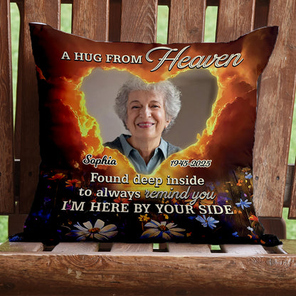 Personalized memorial pillow with "Found Deep Inside" message, a comforting sympathy gift.