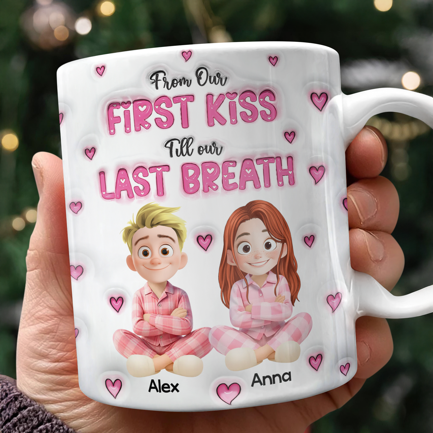 From Our First Kiss Personalized Coffee Mug with 3D effect.