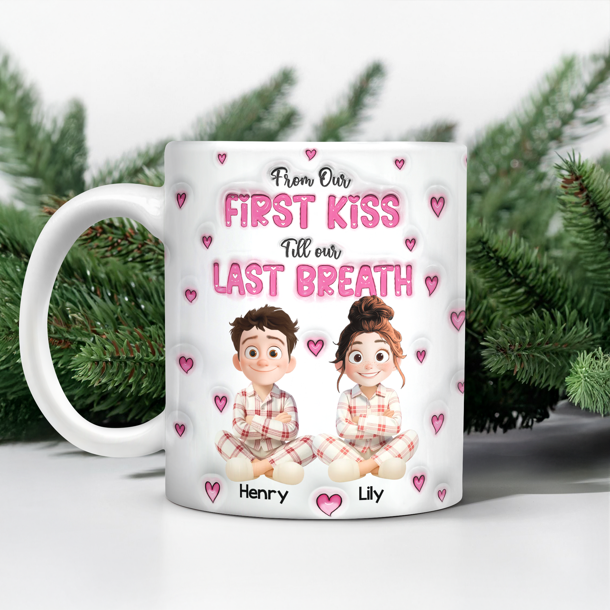 From Our First Kiss Personalized Coffee Mug with 3D effect.