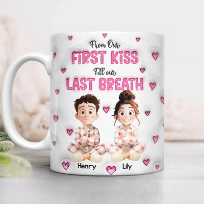 From Our First Kiss Personalized Coffee Mug with 3D effect.