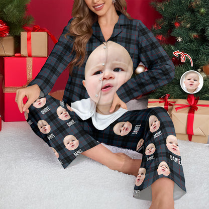 Funny custom photo pajamas featuring faces, perfect for unique Christmas pajamas.