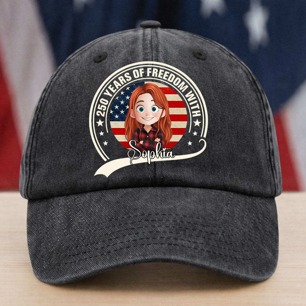 Funny Freedom 250th Birthday US - Washed Denim Baseball Cap - Custom Print Cap