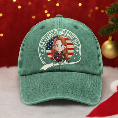 Funny Freedom 250th Birthday US - Washed Denim Baseball Cap - Custom Print Cap