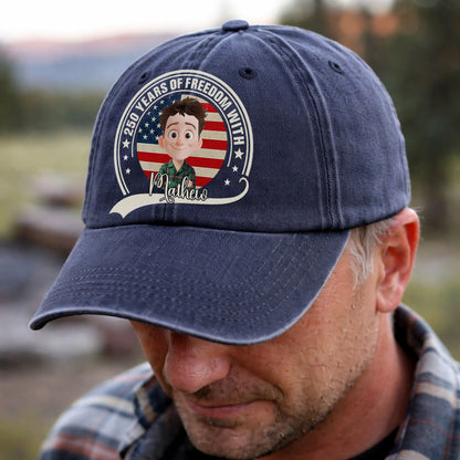 Funny Freedom 250th Birthday US - Washed Denim Baseball Cap - Custom Print Cap