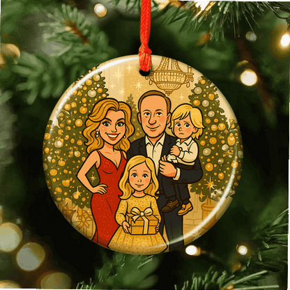 Funny Family Photo Lenticular Ornament - Watch the image change as you move!