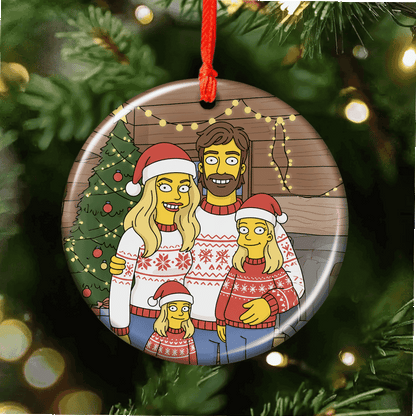 Funny Yellow Family Custom Photo Lenticular Ornament.