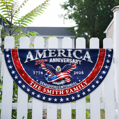 Glitter Family Name 250 Years Of Blessing Fan Flag - Custom Family Name Non-Pleated Fan Flag