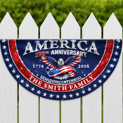 Glitter Family Name 250 Years Of Blessing Fan Flag - Custom Family Name Non-Pleated Fan Flag