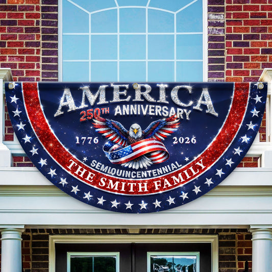 Glitter Family Name 250 Years Of Blessing Fan Flag - Custom Family Name Non-Pleated Fan Flag