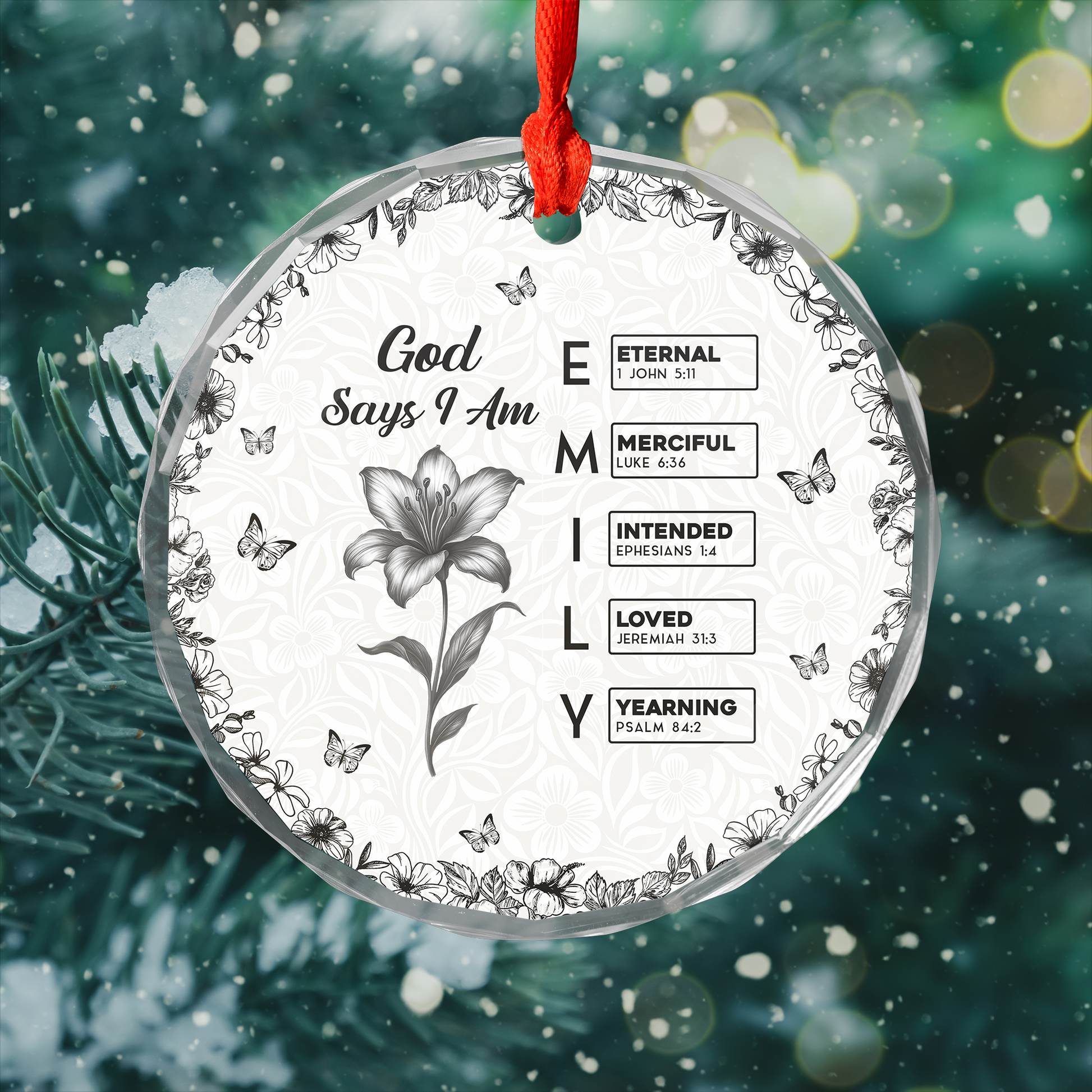 Personalized "God Says I Am" Christmas ornament with custom name, a unique holiday gift.