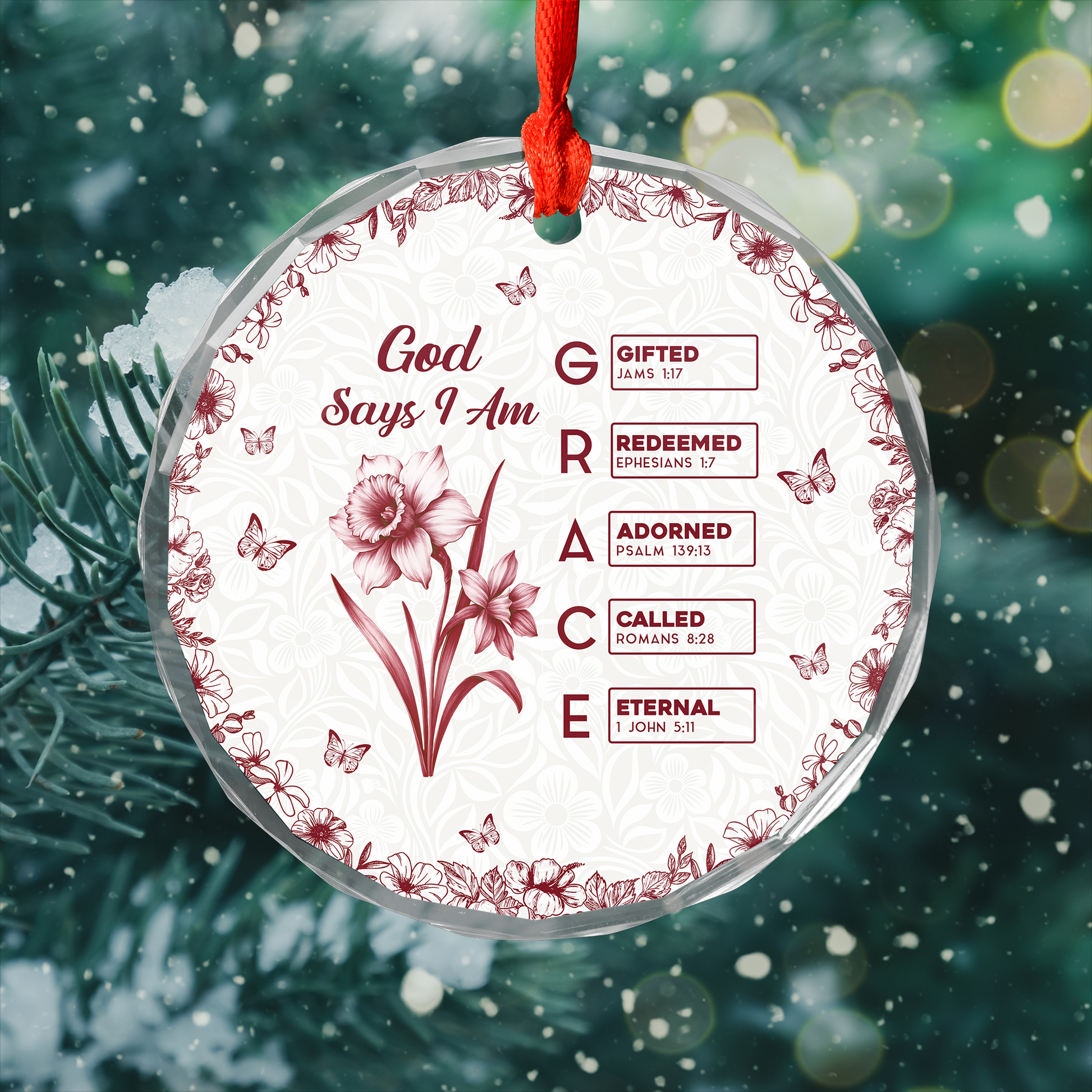 Personalized "God Says I Am" Christmas ornament with custom name, a unique holiday gift.