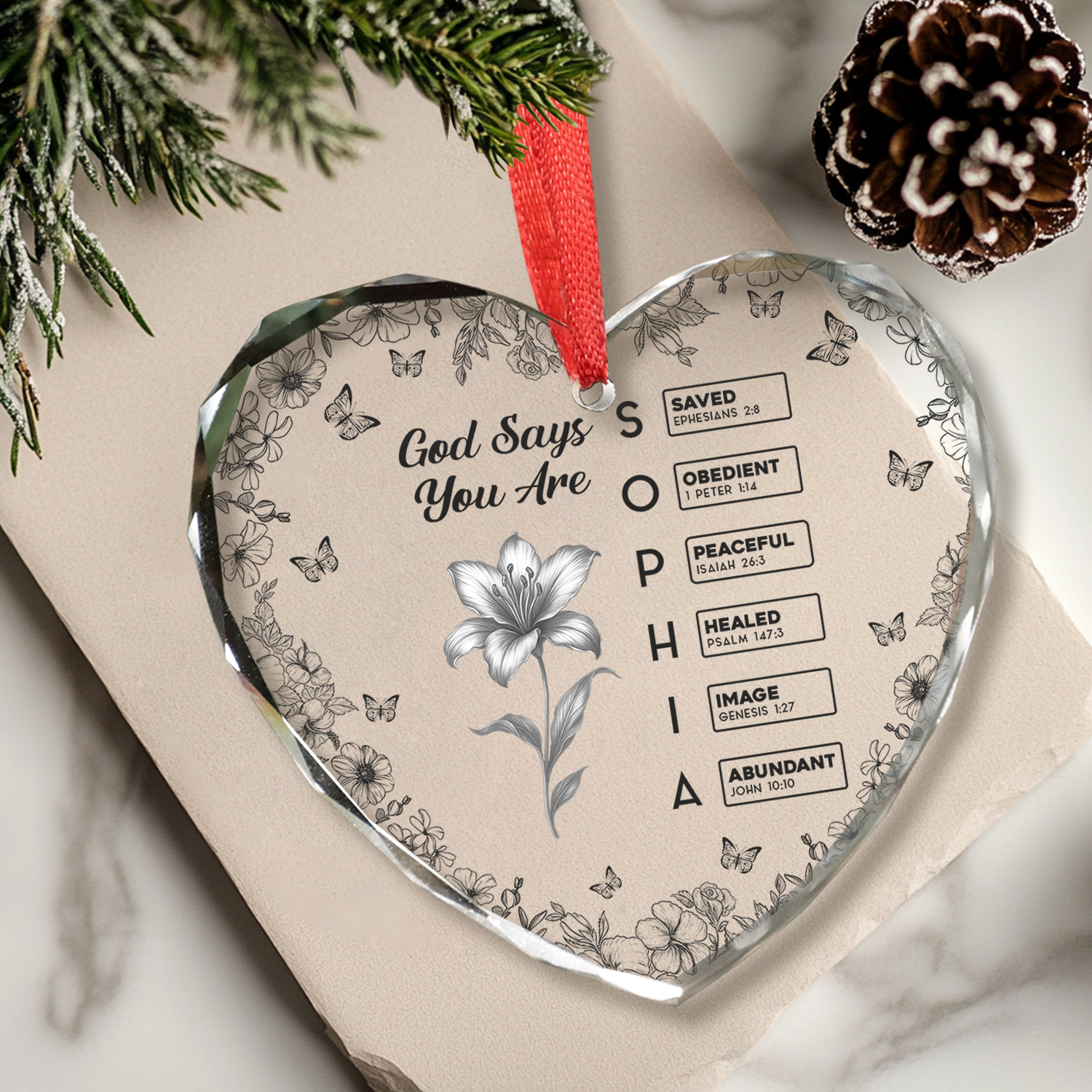 Personalized God Says I Am Heart Ornament - A unique custom Christmas gift.