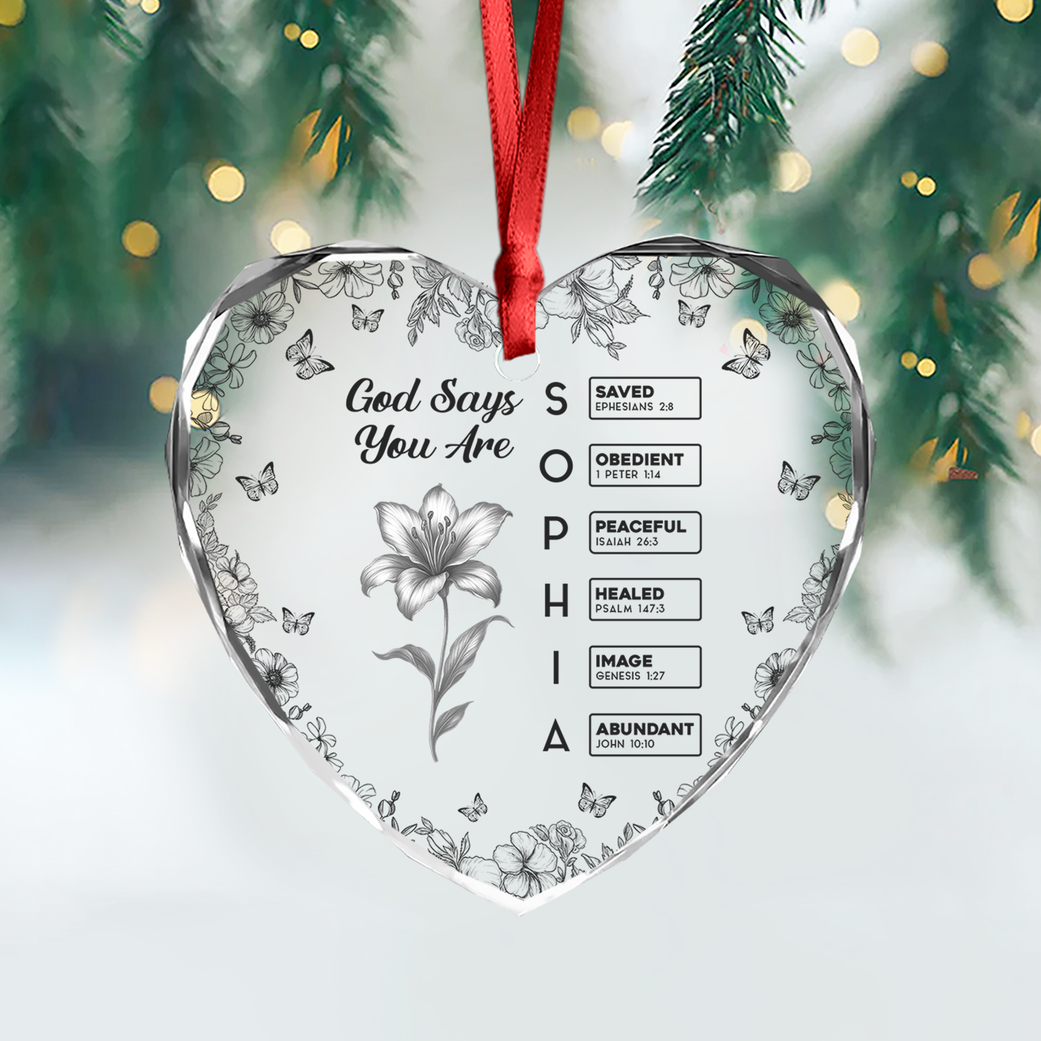 Personalized God Says I Am Heart Ornament - A unique custom Christmas gift.